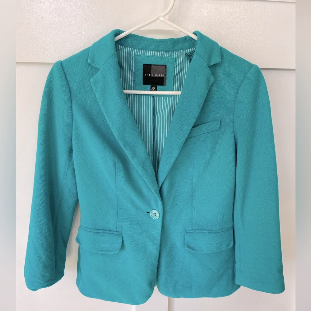Turquoise cotton blazer (The Limited, XS)